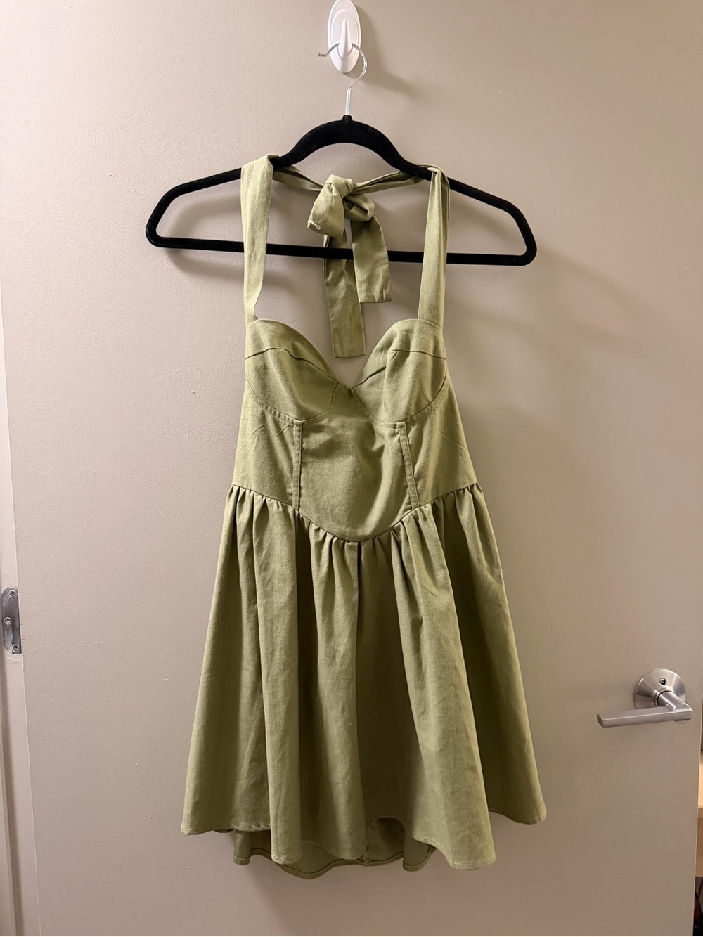 Princess Polly Olive Green Halter Tie Sundress